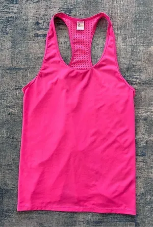 Gap Fit Pink Mesh Panel Back Athletic Racerback Tank Top XS thumbnail 1