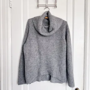 Point Sur • J Crew Mohair Ribbed Turtleneck Sweater cowl heather grey wool knit thumbnail 2