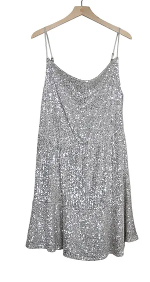 SO Women's XL Cowl Neck Spaghetti Strap House Party Sequin Dress NEW thumbnail 1