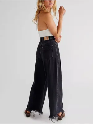 Free People We The Free Old West Slouchy High Rise Wide Leg Jeans Black 27 thumbnail 2