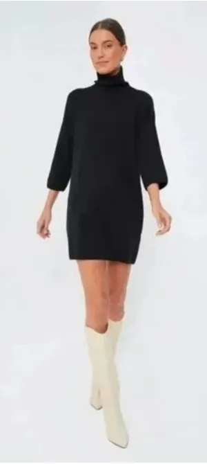 Pomander Place Noir Vivianne Black Turtleneck Knit Dress Tunic‎ Shimmer Small thumbnail 1