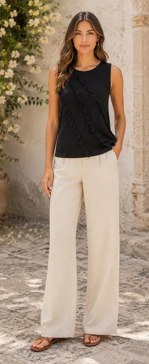 Banana Republic Top Ruffle Front Black thumbnail 1