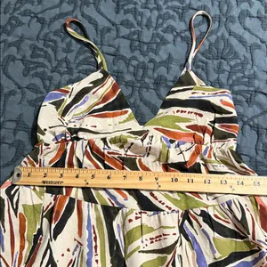 Monteau Los Angeles XS Maxi Dress adjustable straps elastic under bust leaf fall thumbnail 7