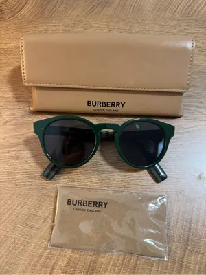 Burberry Green Round Frame Sunglasses with Tan Case thumbnail 1