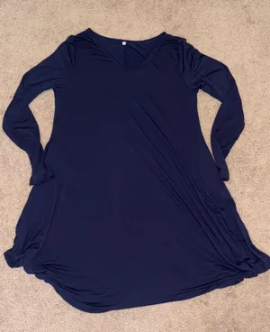 Women's V-Neck Long Sleeve Navy Dress Size: L thumbnail 1