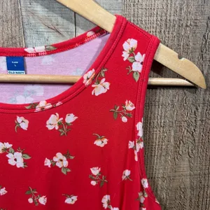 Old Navy Red Floral Luxe Rayon Spandex Sleeveless Tank Top Layering Large L thumbnail 2