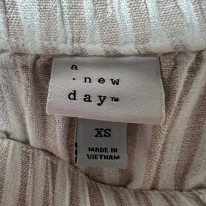 A New Day‎ Tan White Striped Linen Blend Wide Leg Drawstring Pants XS thumbnail 7