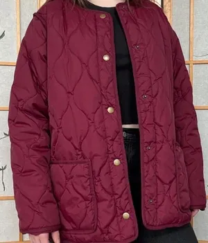 St. John's Bay Quilted Wine-Red Puffer Jacket thumbnail 1