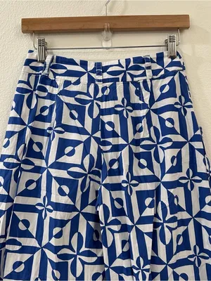 Free‎ People Menocra Cropped Printed Pant in Cobalt Size 2 thumbnail 9