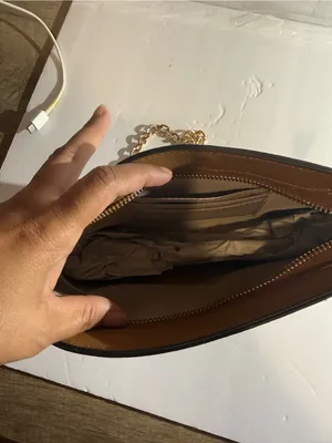Beige Monogram Crossbody Bag Gold Chain Tan thumbnail 6