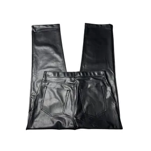 Abercrombie Curve Love 90s Straight Vegan Leather Pants High Rise Black 32 14R thumbnail 5
