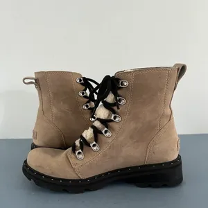 Sorel Lennox Shearling Cozy Canoe Tan Suede‎ Lace Up Lug Sole Boots thumbnail 5