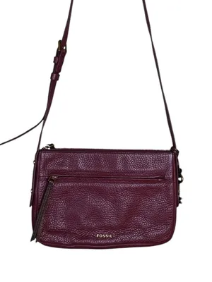 Fossil Women's Pebbled Crossbody Cowhide Leather Bag in Burgundy thumbnail 1