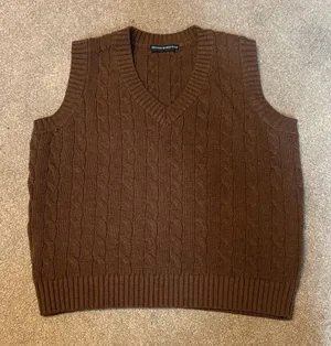 Brandy Melville Brown Wool Blend V Neck Cable Knit Vest thumbnail 1