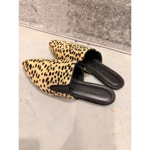 Jenni Kayne Womens Mules 38 Tan Cheetah Print Calf Hair Pointed Toe Flat Italy thumbnail 3