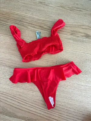 Frankie's Bikinis Red Ruffled Bikini Set - Two Piece Swimwear thumbnail 3