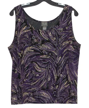 Chicos Vintage Y2K Tank Top Purple Metallic Abstract Artsy Stretch Boho 3 XL 16 thumbnail 1