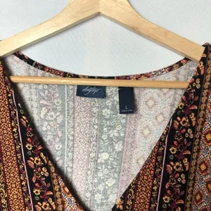 Daytrip Boho Button Down Floral V-Neck Flowy Long‎ Sleeve Top L thumbnail 6