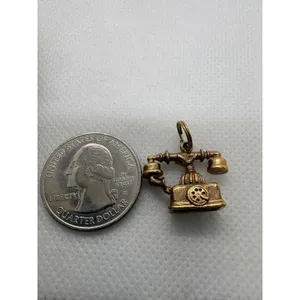 Vintage Avon Gold Tone Rotary Telephone Charm Antique Style Miniature Phone thumbnail 7