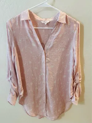 Candies Pink floral blouse button up thumbnail 1