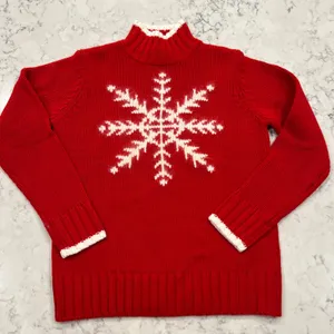 Northern Isles Red Snowflake Turtleneck Sweater Women's S/P Acrylic Wool‎ Blend thumbnail 1