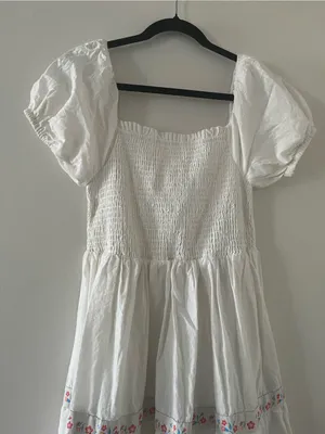 Rachel Zoe White 100% Cotton Tiered Maxi Dress 4 Floral Embroidered Cottagecore thumbnail 2