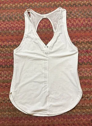 Nwot Lululemon White Mesh Lace Tank thumbnail 1