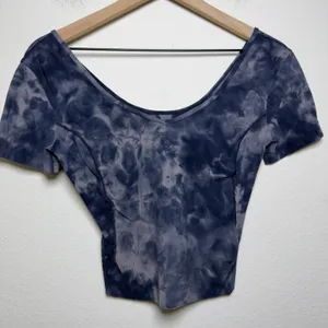 Lululemon Women Align Tee Top 4 Diamond Dye Lunar Rock True Navy Cropped T-Shirt thumbnail 5