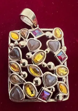 Multi stone pendant vintage rectangle thumbnail 1