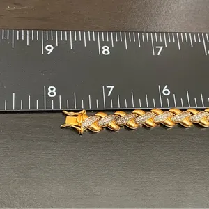 PAJ BR China Gold-tone Diamond Illusion Box Clasp Double Prong X Link Bracelet thumbnail 11