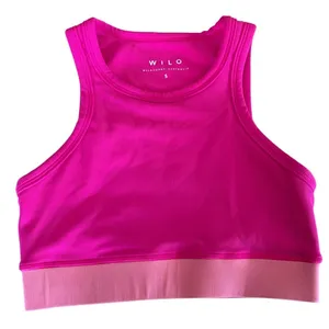 WILO The Label Ribbed Sports Bra Women S Pink High Neck Racerback‎ Barbiecore thumbnail 1