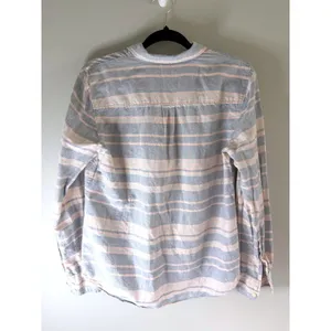 J Crew The Perfect Shirt‎ Linen Cotton Striped Button Down Pink Blue Medium thumbnail 3