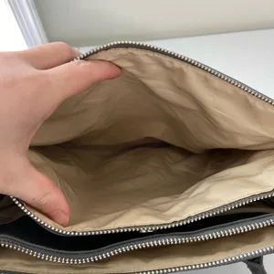 Tahari blue‎ gray silver hardware metallic deep pocket shoulder tote purse bag thumbnail 7