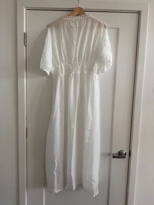 White Sheer Kimono with Crochet Detailing thumbnail 3