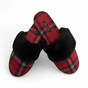 Victoria's Secret Red and Black Plaid Slippers thumbnail 3