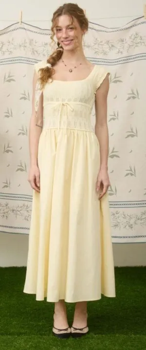 Last One! Drawstring Detail Mixed Media Midi Dress thumbnail 1