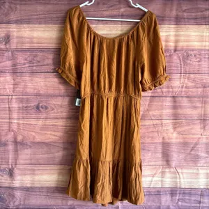 Wrangler Retro Womens Rust Orange Ruffle Tiered Dress LWD248E Size M NWT thumbnail 2