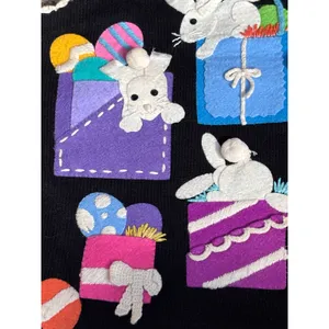 Vintage Michael Simon Easter Bunny Applique Knit Sweater Vest Medium Whimsical‎ thumbnail 9