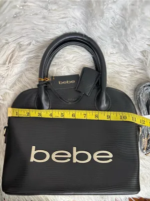 bebe Fabiola Stamped Lizard Dome Satchel Black Cream Logo One Size thumbnail 14