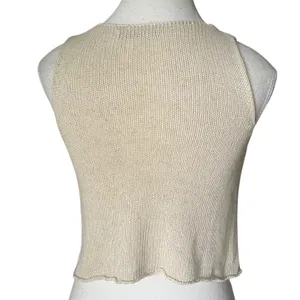 Brandy‎ Melville Beige Cotton Blend Knit Crop Tank Top Scoop Neck One Size thumbnail 3