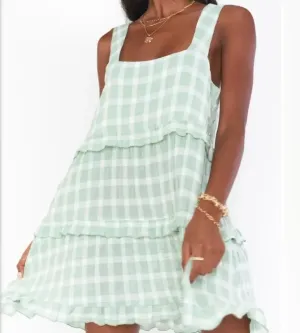 Show Me Your Mumu Napa Mini Dress Green Plaid Size Medium thumbnail 1