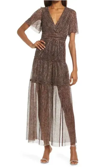 Boutique Floret Studios Metallic Maxi Dress thumbnail 1