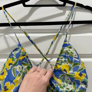 Lulus Artful Allure Blue Multi Floral Sleeveless Peplum Cami Top Medium thumbnail 7