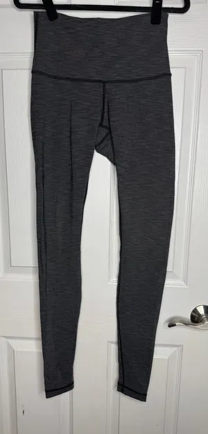 LULULEMON Wunder Under‎ Heathered Gray Full Length Leggings size 6 EUC thumbnail 1