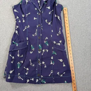 Maeve The Amelia Collared Mini Dress Size Medium Navy Blue Key Button Front New thumbnail 7