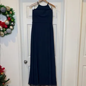 NWT Azazie Bree A-line chiffon floor length maxi formal dress sz Lg thumbnail 3