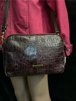Joelle Hawkins Women’s Croc-Embossed Crossbody Bag Burgundy thumbnail 4