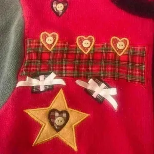 Vintage Christmas Embroidered Sweater Patchwork Medium Ugly Christmas Sweat thumbnail 4