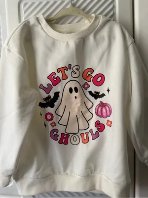 SheIn Women’s Let's Go Ghouls White Graphic Sweatshirt thumbnail 2