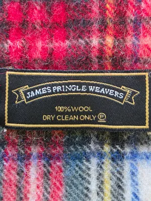James Pringle Weavers Wool Tartan Scarf Red thumbnail 3